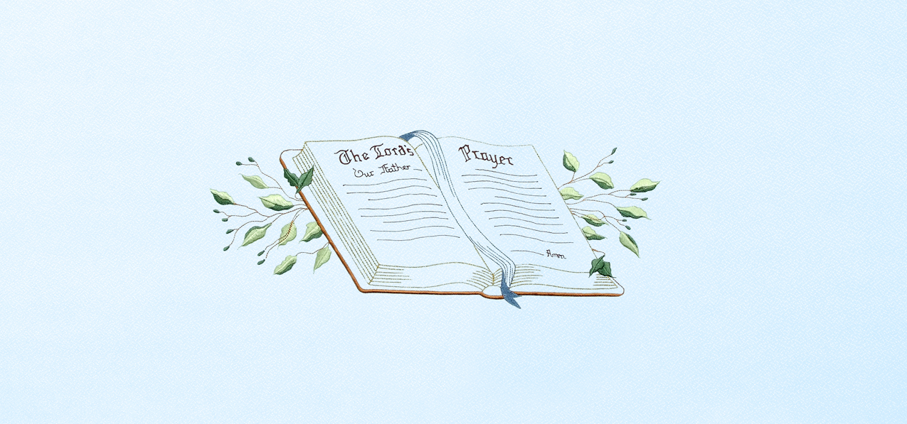 Bible Lords Prayer Blue Faux
